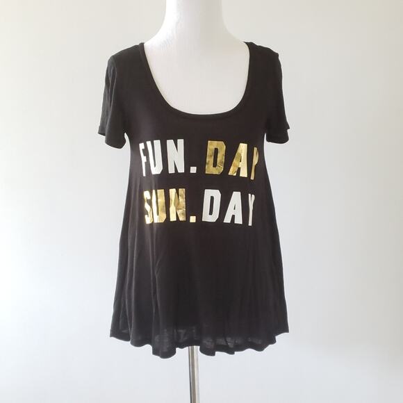 Love Vintage Fun Day Sunday Swing T-shirt Black Metallic Text Small - Picture 2 of 7
